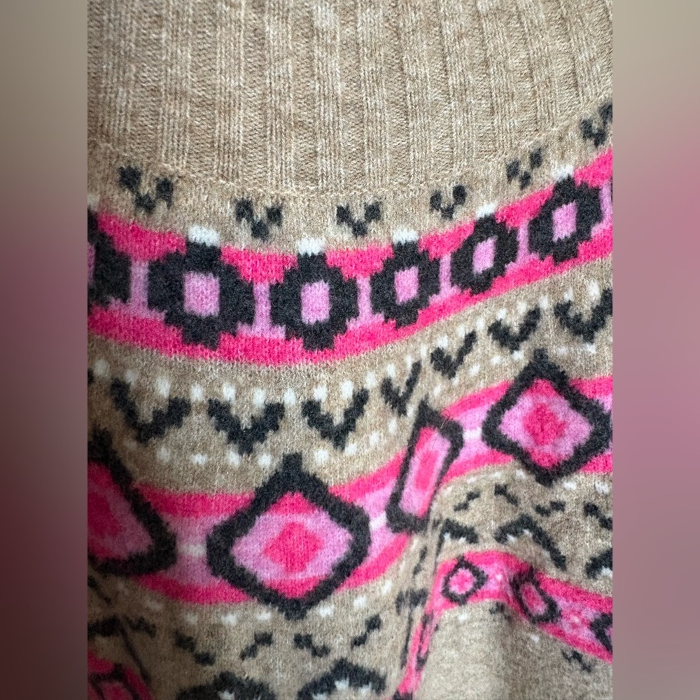 LOFT Tan Fair Isle Sweater Dress – Size XL – Cozy Winter Style - Picture 6 of 10